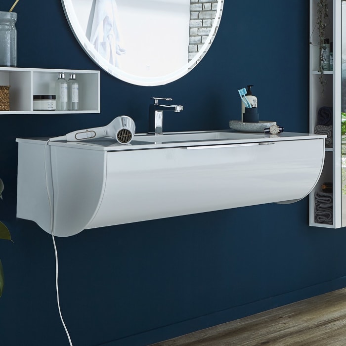 Puris Rounds Waschtischunterschrank für Möbelwaschtisch 122 cm mit 1 Auszug, Griff 329