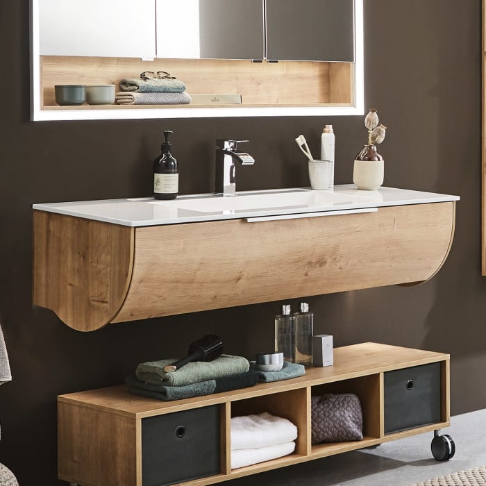 Puris Rounds Waschtischunterschrank für Möbelwaschtisch 122 cm mit 1 Auszug, Griff 338