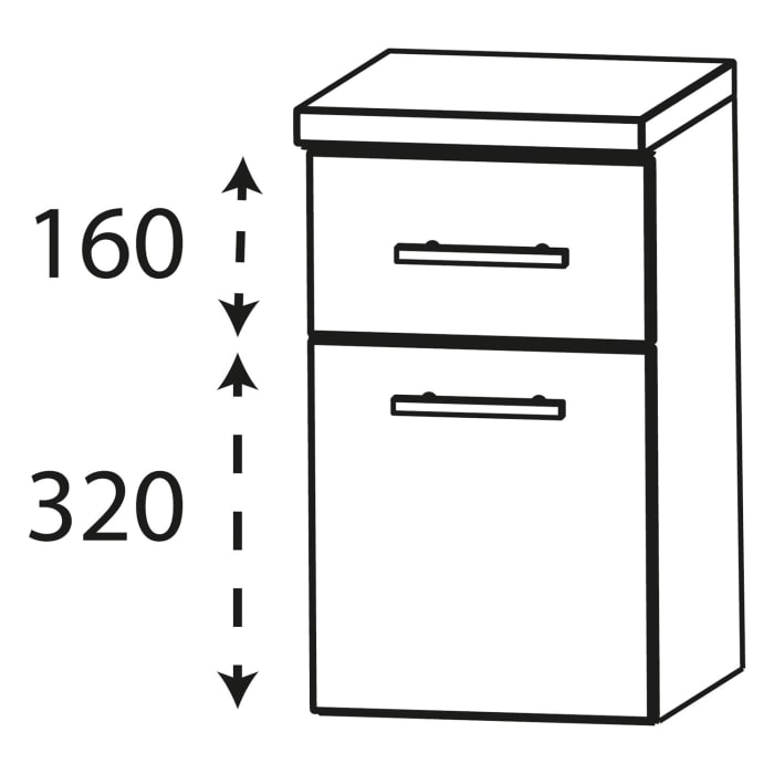 Puris Speed Unterschrank 30 cm mit 1 Schubkasten und 1 Auszug