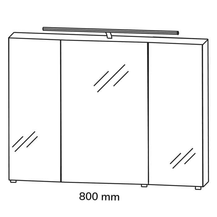 Puris Speed Serie 3 Spiegelschrank 80 cm mit 3 Türen
