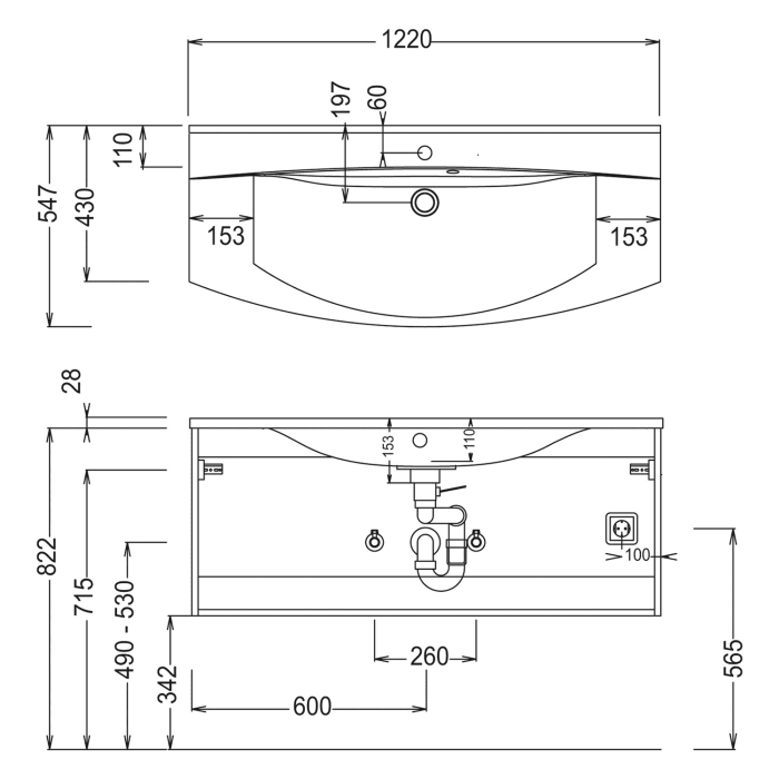 Puris Speed Keramik Möbelwaschtisch 122 cm