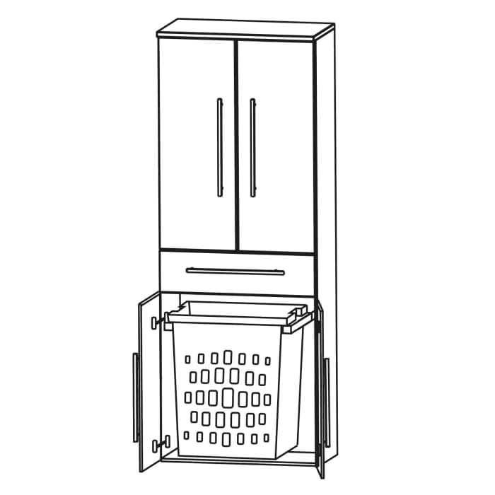 Puris Star Line Hochschrank 60 x 30 x 162,8 cm mit 1 Wäscheauszug, 1 Schubkasten und 2 Türen, Griff 338