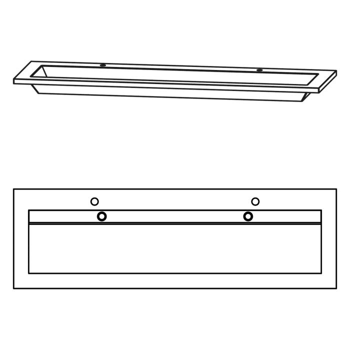 Puris Star Line Mineralguss Serie A Möbel-Doppelwaschtisch 160 cm