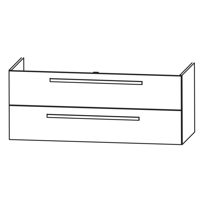Puris Star Line Waschtischunterschrank 120 x 47 x 48 cm, für Mineralgusswaschtische, mit 2 Auszügen, Griff 329