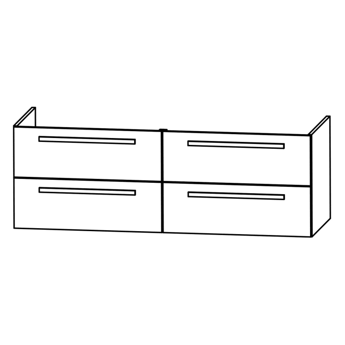 Puris Star Line Waschtischunterschrank 140 x 47 x 48 cm, für Mineralgusswaschtische, mit 4 Auszügen, Griff 294