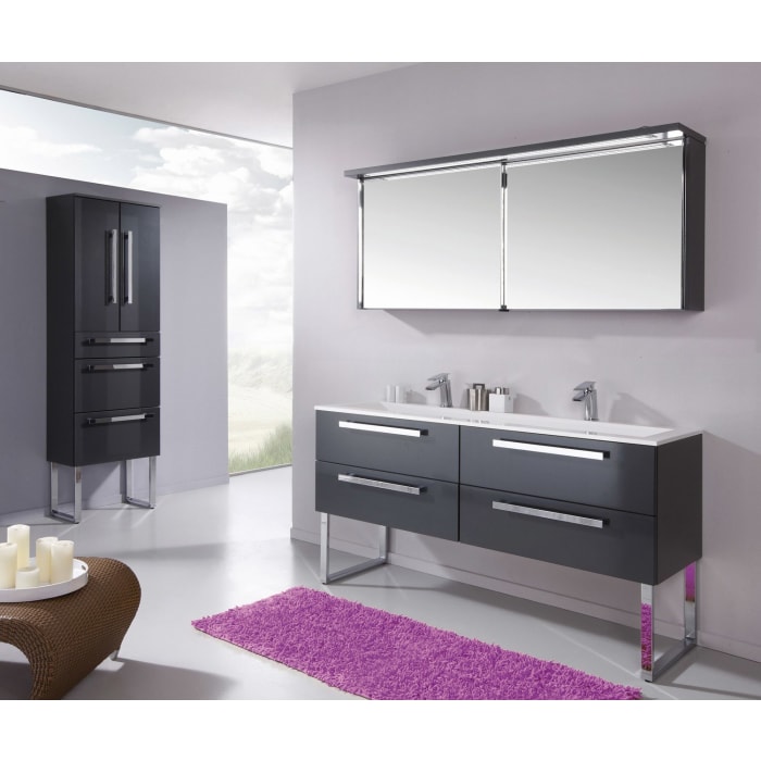 Puris Star Line Waschtischunterschrank 140 x 47 x 48 cm, für Mineralgusswaschtische, mit 4 Auszügen, Griff 329