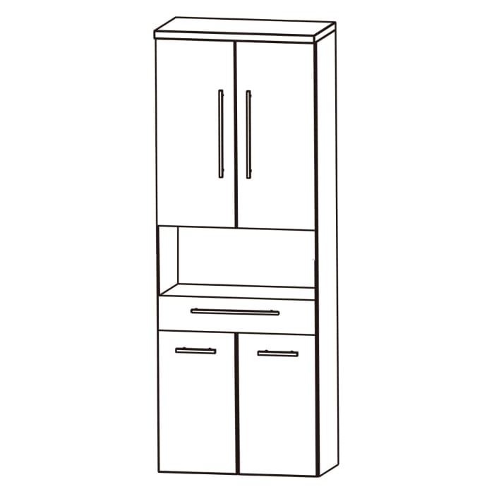 Puris Swing Hochschrank 60 x 30 x 162,8 cm mit 1 Schubkasten, 1 offenem Fach und 4 Türen