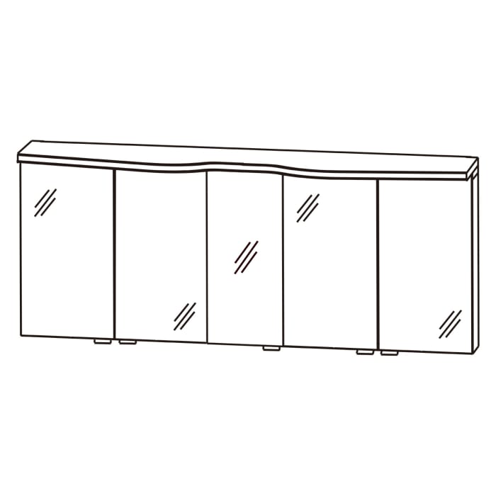 Puris Swing Spiegelschrank 180 x 15 x 68 cm, mit LED Einbaustrahlern und Spiegeltür mittig, Anschlag links