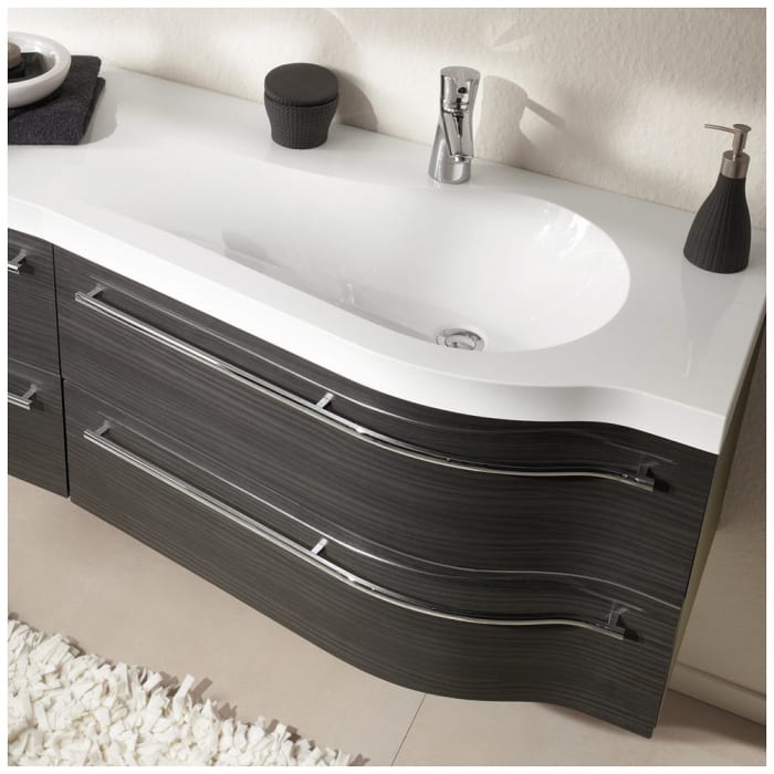 Puris Swing Evermite-Mineralguss Möbelwaschtisch 120,6 cm, Ablage links