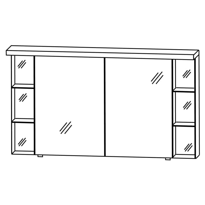 Puris Unique Spiegelschrank 140 x 15 x 66,8 cm mit Gesimsboden inkl. LED Beleuchtung
