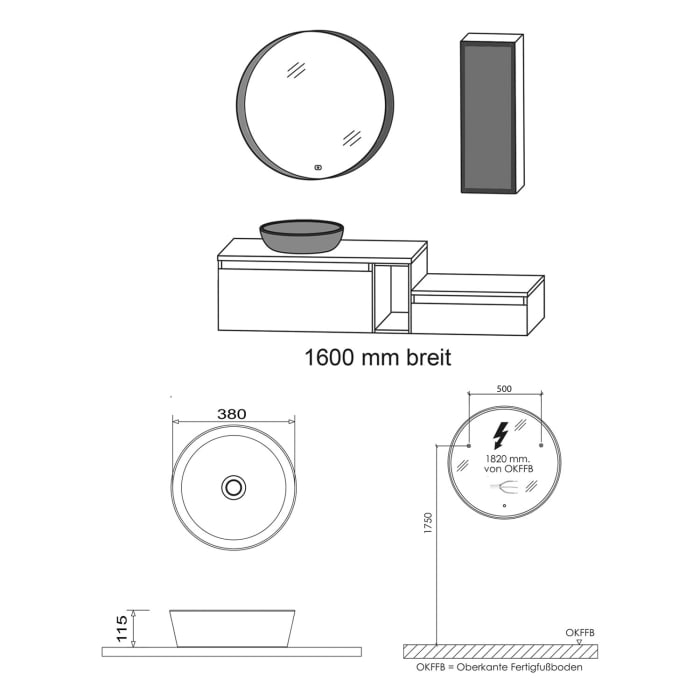 Puris Vialli Badmöbel-Set 160cm