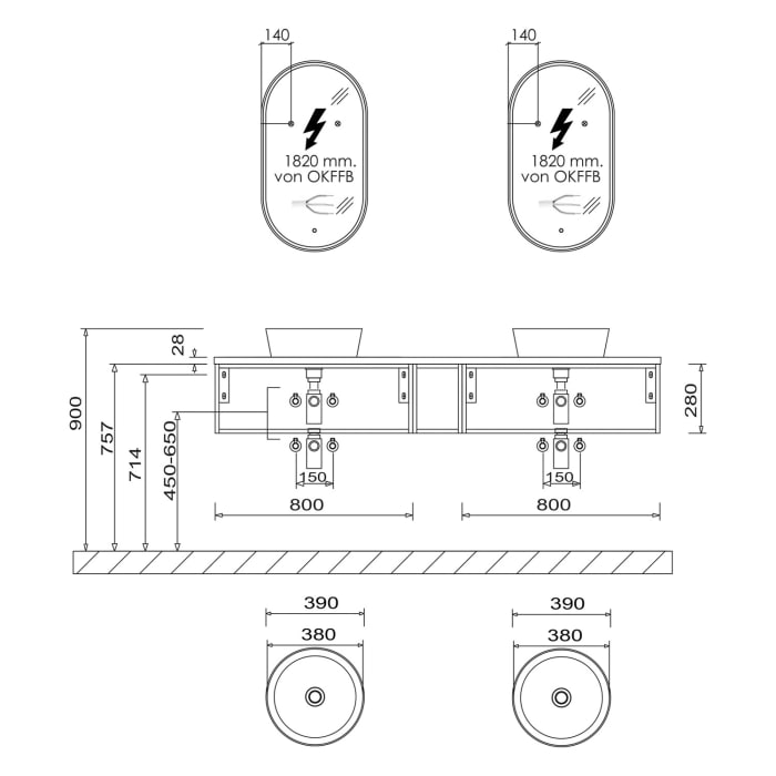 Puris Vialli Badmöbel-Set 180cm