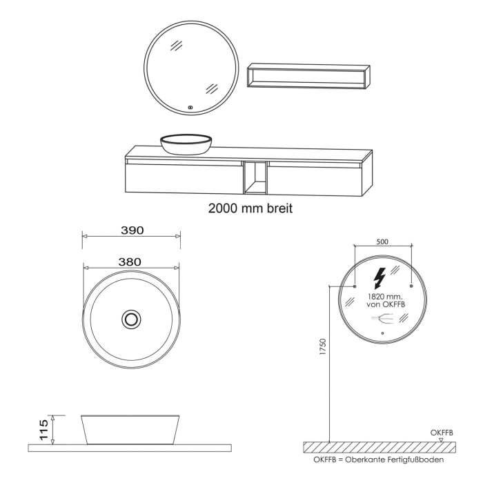 Puris Vialli Badmöbel-Set 200cm