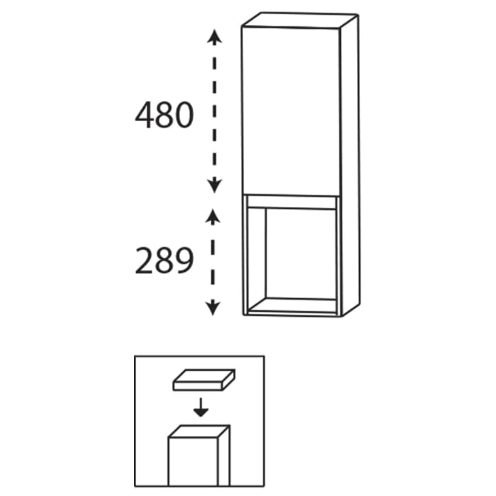 Puris Vora Highboard 30 cm mit 1 Tür, Anschlag rechts, 1 offenes Fach