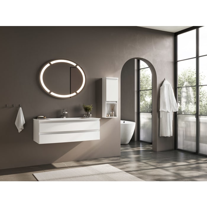 Puris Vora Highboard 30 cm mit 1 Tür, Anschlag links, 1 offenes Fach