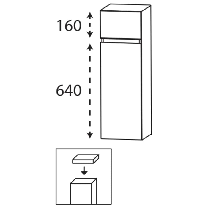 Puris Vora Highboard 40 cm mit 1 Tür, Anschlag links, 1 Metallschubkasten