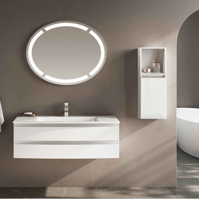 Puris Vora Highboard 40 cm mit 1 Tür, Anschlag links, 1 offenes Fach