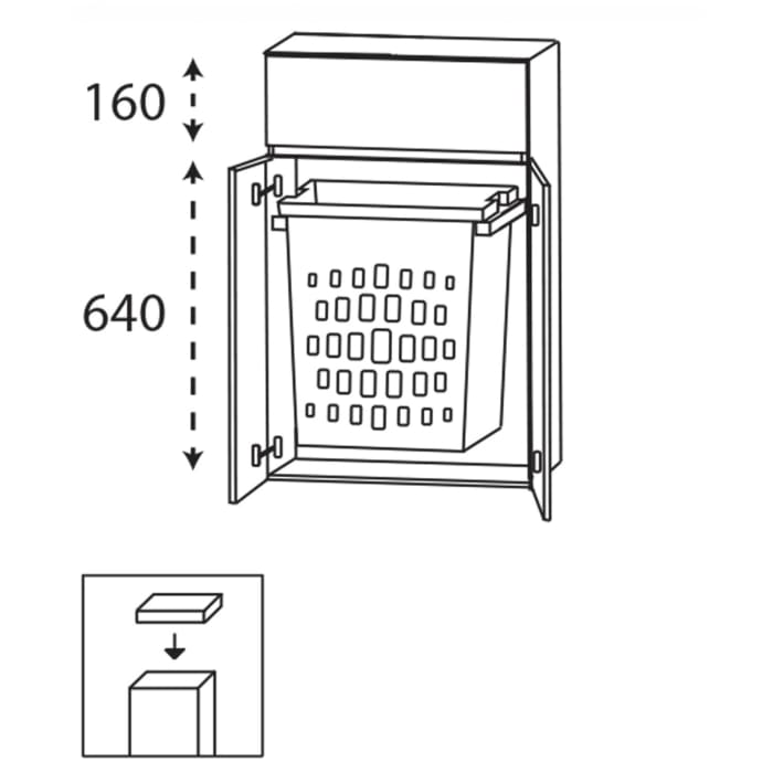 Puris Vora Highboard 60 cm mit Wäscheauszug, 2 Türen und Metallschubkasten