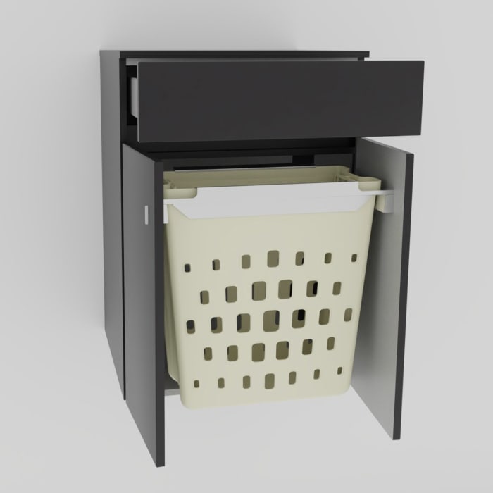 Puris Vora Highboard 60 cm mit Wäscheauszug, 2 Türen und Metallschubkasten