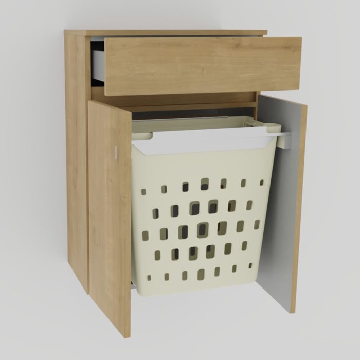 Puris Vora Highboard 60 cm mit Wäscheauszug, 2 Türen und Metallschubkasten