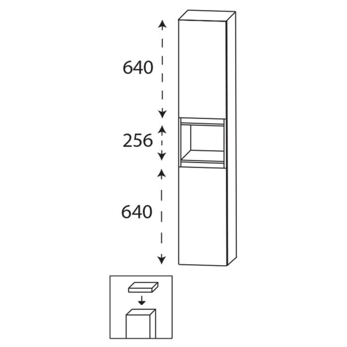 Puris Vora Hochschrank 40 cm mit 2 Türen, Anschlag rechts und 1 offenem Fach