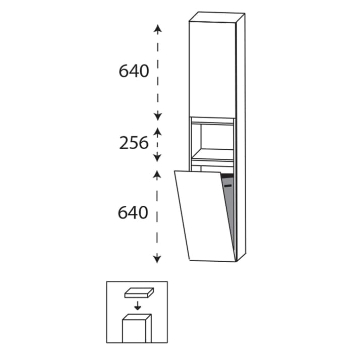 Puris Vora Hochschrank 40 cm mit 1 Tür, Anschlag links und Wäschekippe