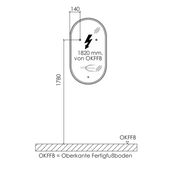 Puris Vora Flächenspiegel oval mit Spiegelheizung
