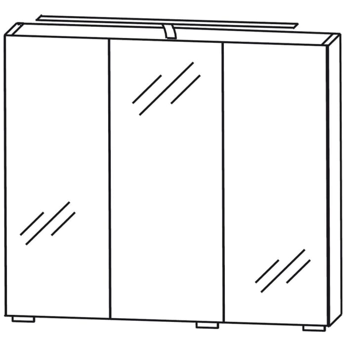 Puris Vuelta Spiegelschrank Serie A 70 x 15 x 64 cm mit LED-Aufbauleuchte