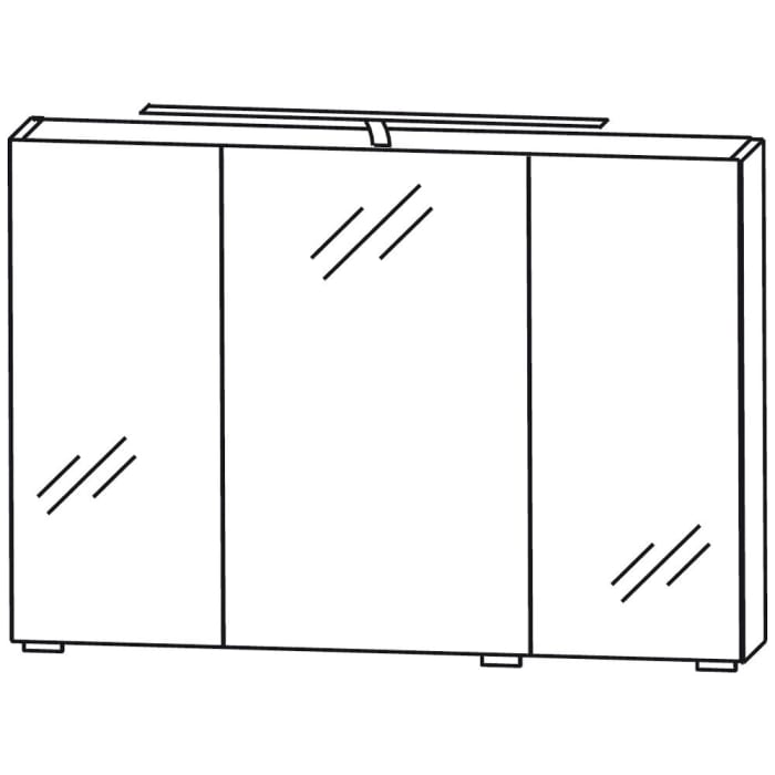 Puris Vuelta Spiegelschrank Serie A 90 x 15 x 64 cm mit LED-Aufbauleuchte