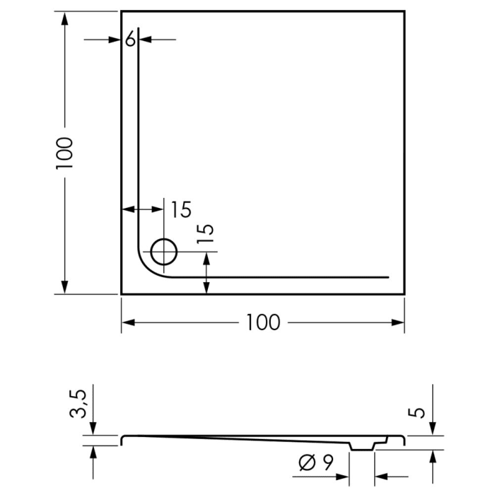 Repabad Como quadratische Duschwanne 100 x 100 cm