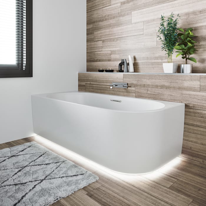 Riho Desire Corner Eck-Badewanne 184 x 84 cm rechts mit Riho Fall, LED Beleuchtung, Sparkle Mood