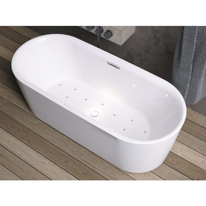 Riho Modesty freistehende Badewanne 170 x 76 cm mit Sparkle Mood + Riho Fall