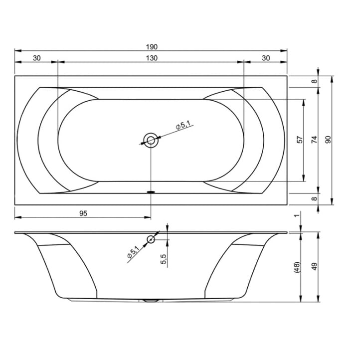 Riho Linares Whirlpool 200 x 90 cm Joy, links