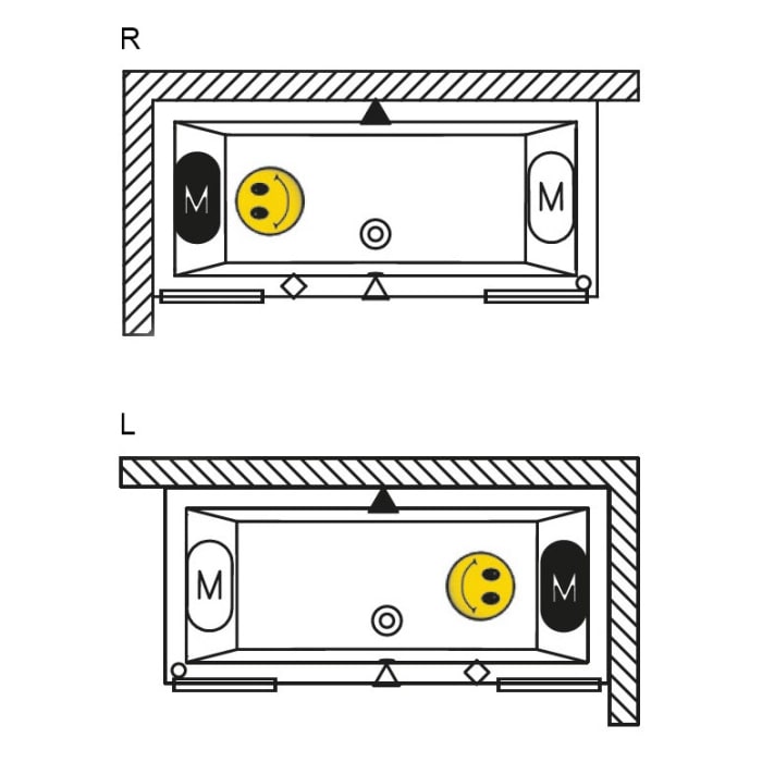 Riho Lugo Wall Whirlpool 180 x 80 cm Joy 14 Aero Jets, links