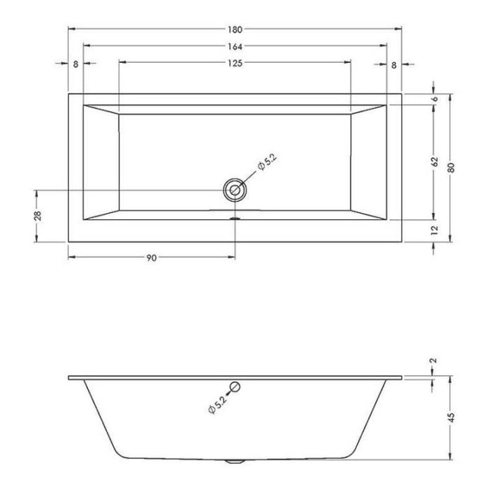 Riho Lusso Wall Whirlpool 180 x 80 cm Bliss 16 Aero Jets, links