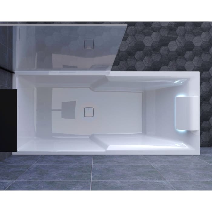 Riho Still Shower Rechteck-Badewanne 180 x 80 cm, Plug & Play und Riho Fall, rechts