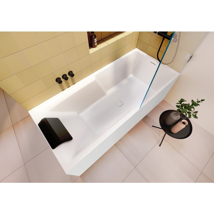 Riho Still Shower Rechteck-Badewanne 180 x 80 cm, Plug & Play und Riho Fall, links