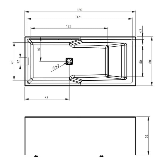 Riho Still Shower Rechteck-Badewanne 180 x 80 cm, Plug & Play und Riho Fall, rechts