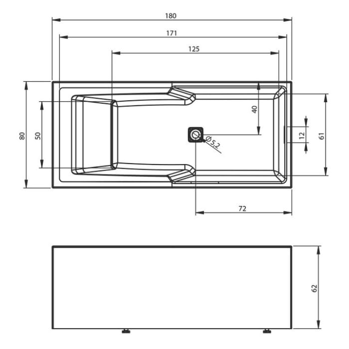 Riho Still Shower Rechteck-Badewanne 180 x 80 cm, Plug & Play und Riho Fall, links