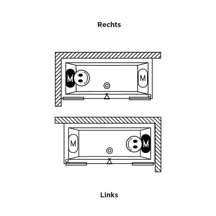 Riho Rethink Cubic Badewanne 180 x 90 cm rechts mit Riho Fall + Air-System