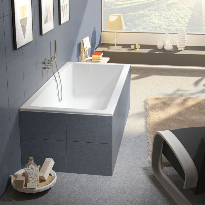 Riho Rethink Cubic Badewanne 190 x 80 cm rechts mit Air-System