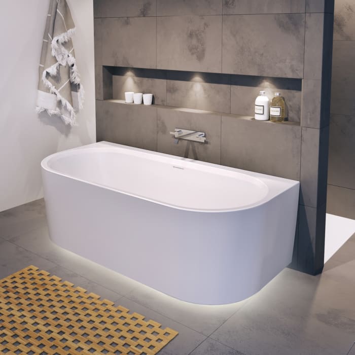 Riho Desire Back-2-Wall Vorwand-Badewanne 180 x 84 cm mit Riho Fall, Sparkle Mood