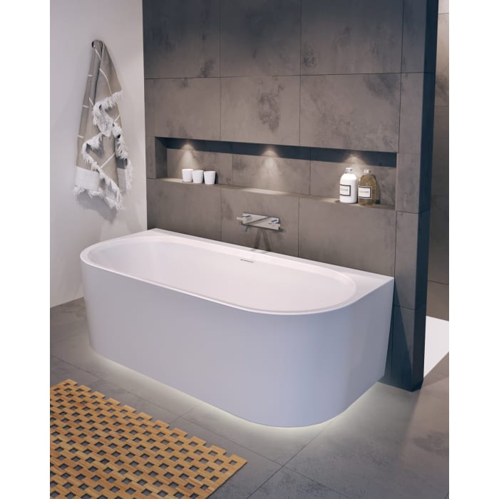 Riho Desire Back-2-Wall Vorwand-Badewanne 180 x 84 cm mit Riho Fall, LED + Sparkle Mood