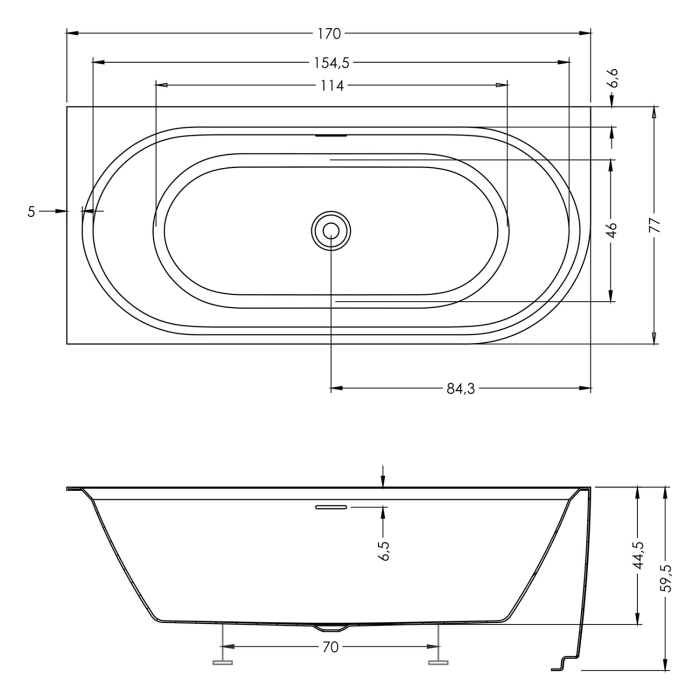 Riho Desire Corner Back-2-Wall Vorwand-Badewanne 170 x 77 cm, rechts, mit LED Beleuchtung