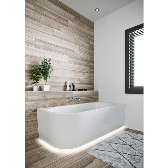 Riho Desire Corner Back-2-Wall Vorwand-Badewanne 170 x 77 cm, links, mit Riho Fall und LED Beleuchtung