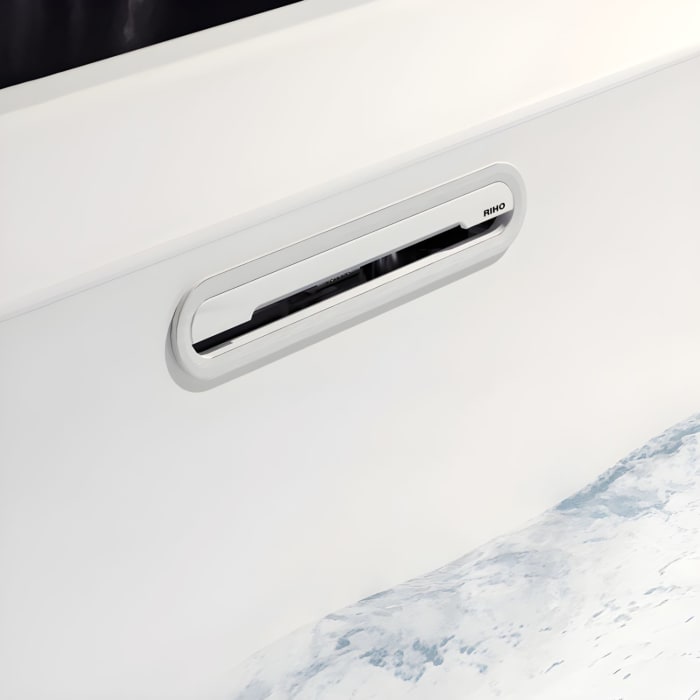 Riho Desire Corner Back-2-Wall Vorwand-Badewanne 170 x 77 cm, rechts, mit Riho Fall