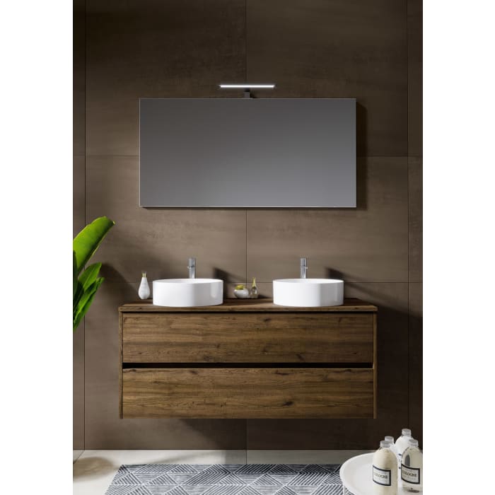 Riho Porto Bowls Badmöbel-Set mit Unterschrank mit 2 Schubladen, Waschtisch und Spiegel, 120 cm