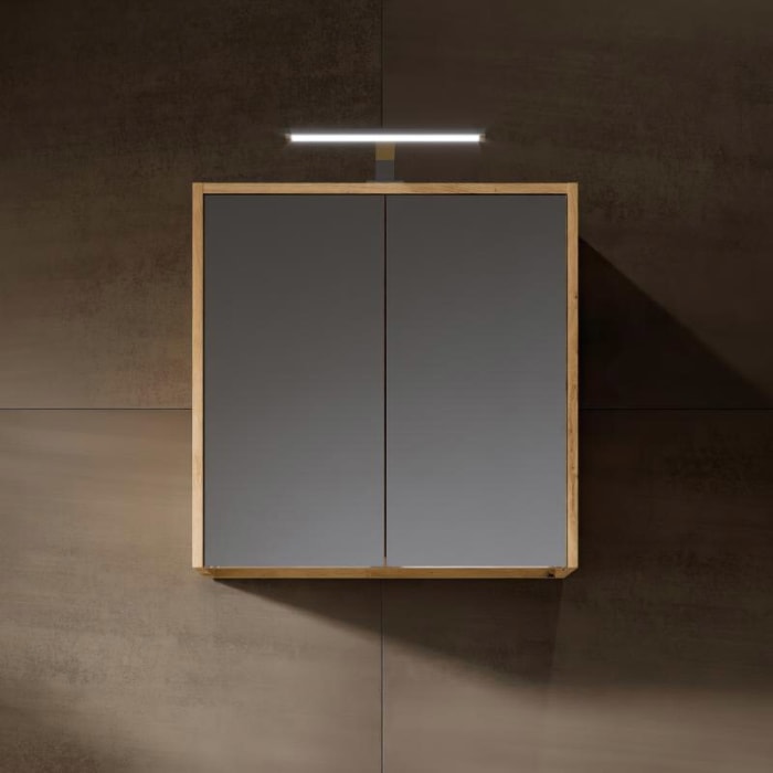 Riho Porto Bowls Badmöbel-Set mit Unterschrank mit 2 Schubladen, Waschtisch und Spiegelschrank, 60 cm