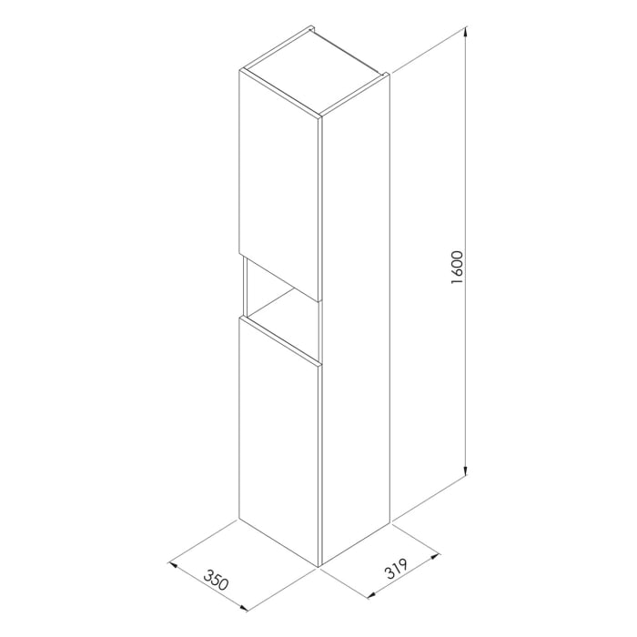 Riho Porto Hochschrank mittig mit offenem Fach
