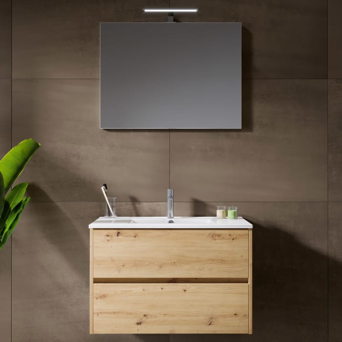 Riho Porto Slim Badmöbel Komplett Set 75 mit Spiegel, 80 cm